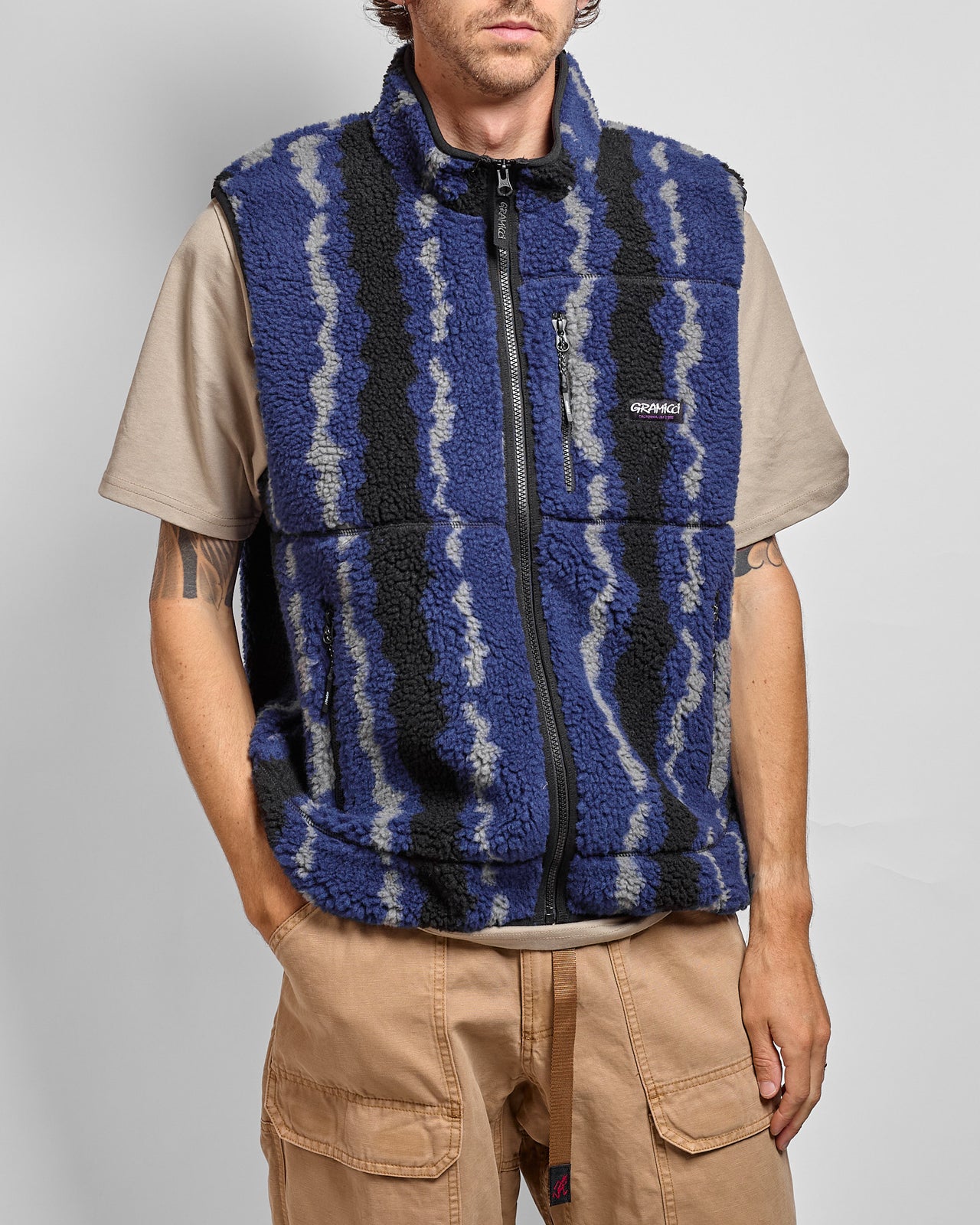 Ripple Sherpa Vest in Navy Ripple