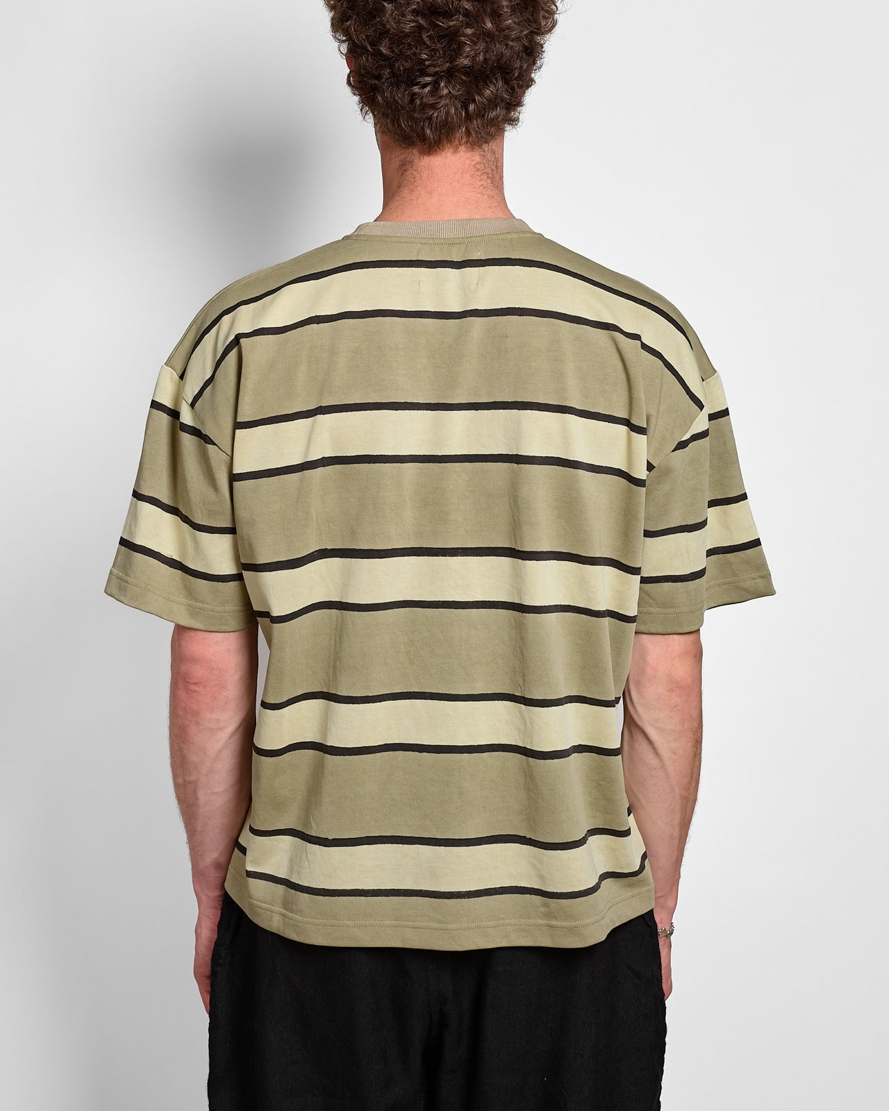 MS-114 Mission Control Stripe Tee in Pumice Block Print
