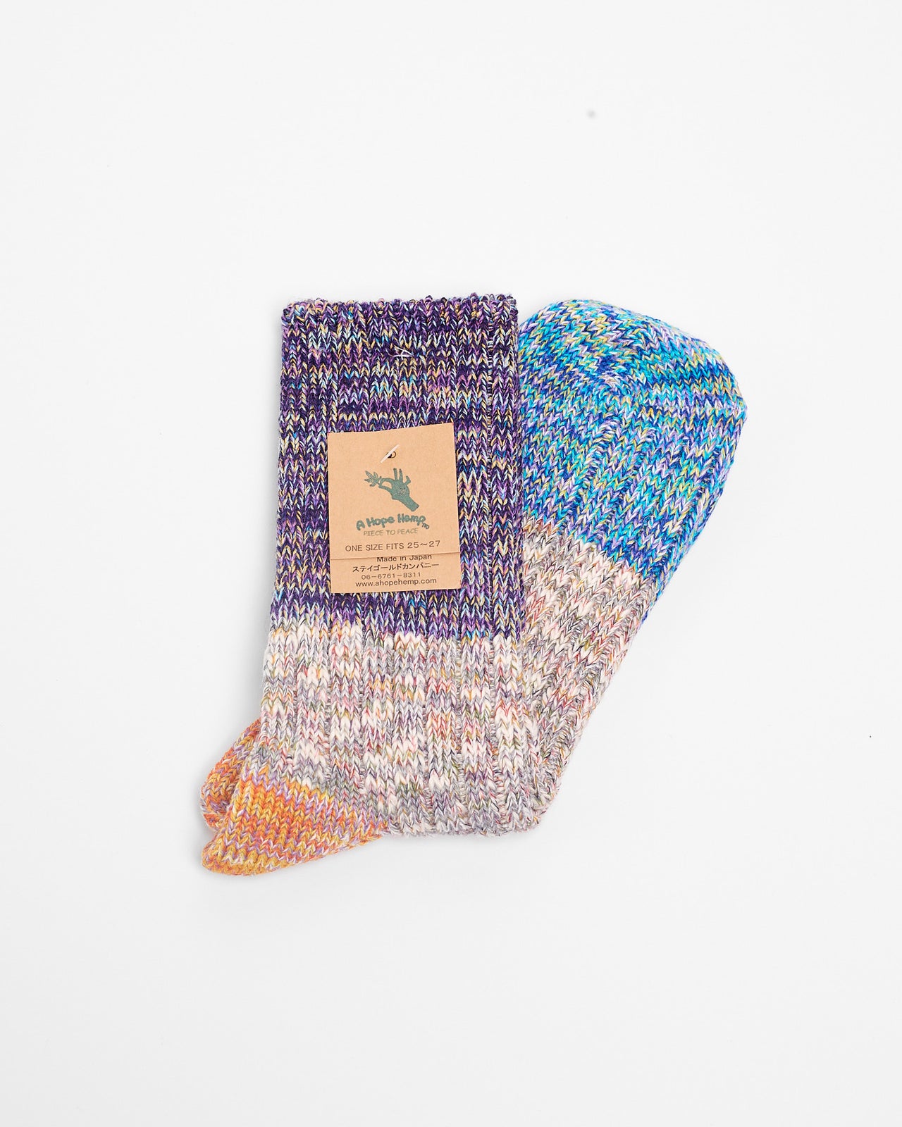 Melange Hemp Crew Sock in Purple