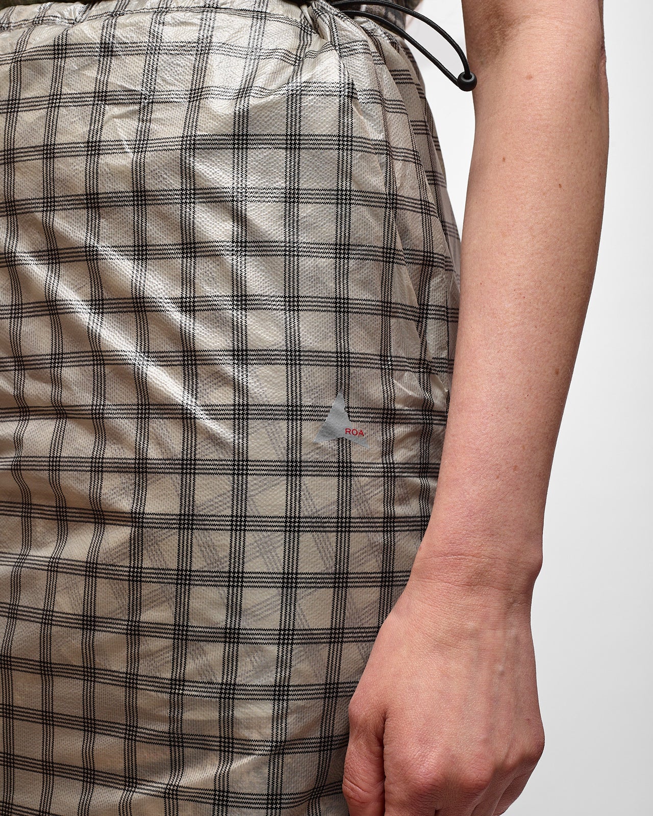 NIA See Through Printed Check Mid Skirt in White