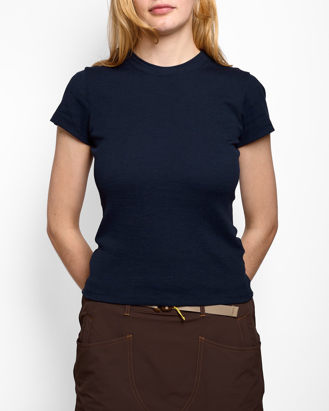 Ribbed Merino T-Shirt in Woad