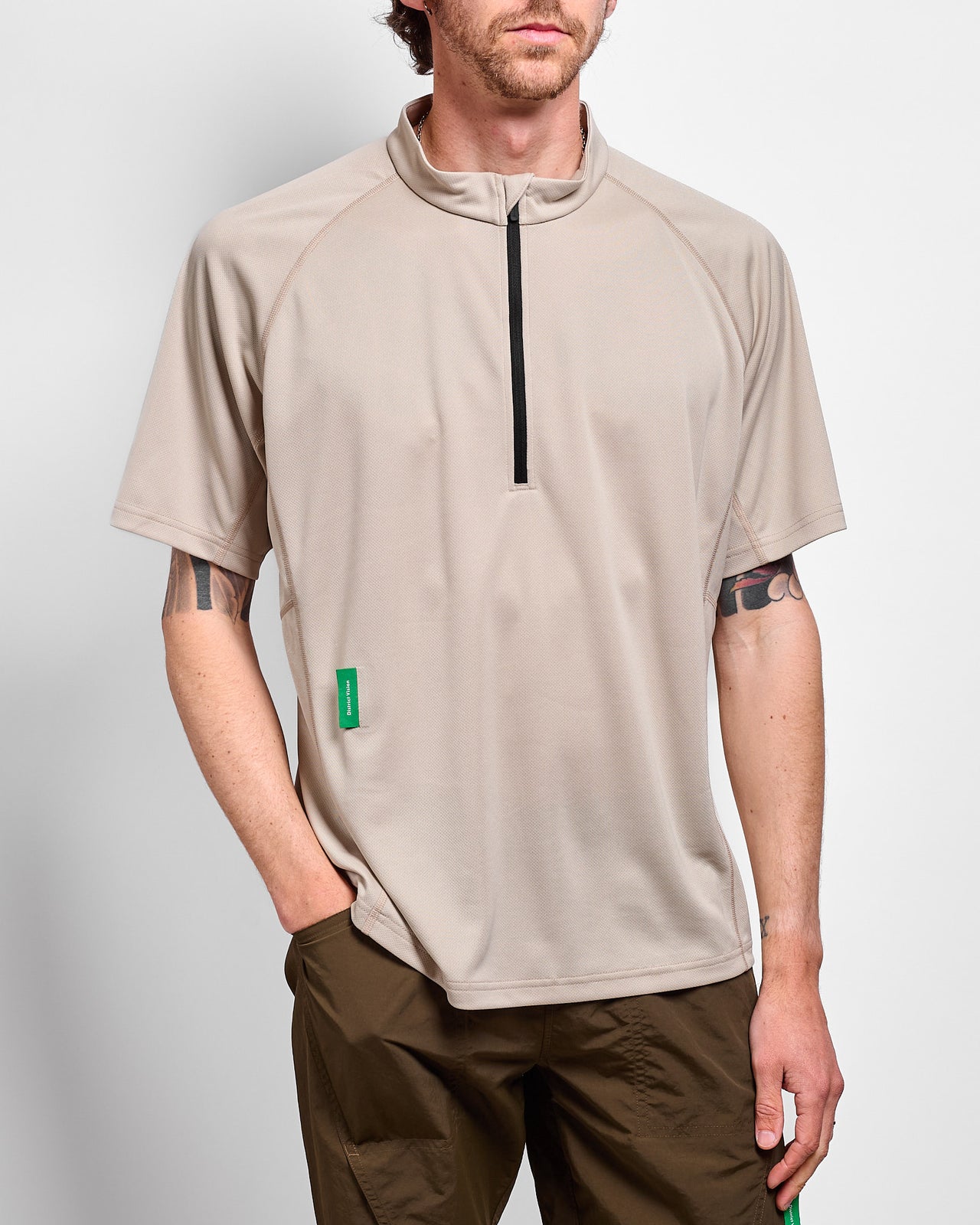 Quarter Zip Training Shirt in Bamboo