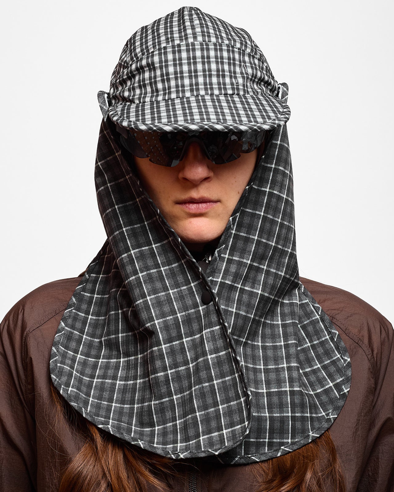 AAIR Floweave Printed Check Desert Cap in Anthracite