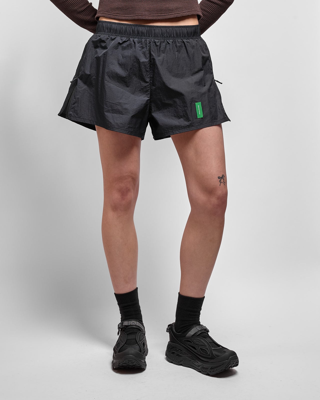 Ultralight Nylon Zippered Shorts in Obsidian