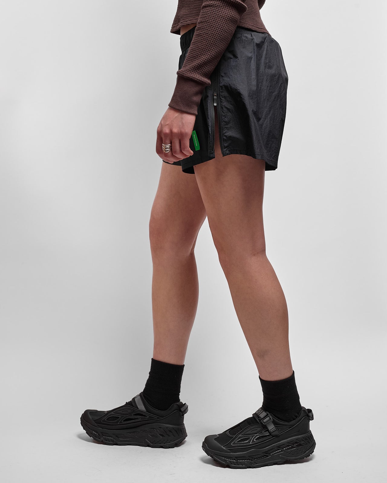 Ultralight Nylon Zippered Shorts in Obsidian