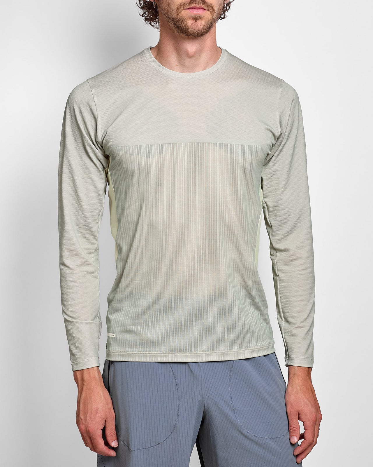 Hot Weather Long Sleeve T in Warm Grey/Yellow
