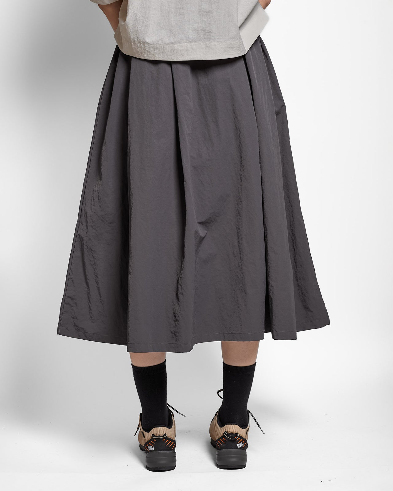 Nylon Washer Skirt in Charcoal