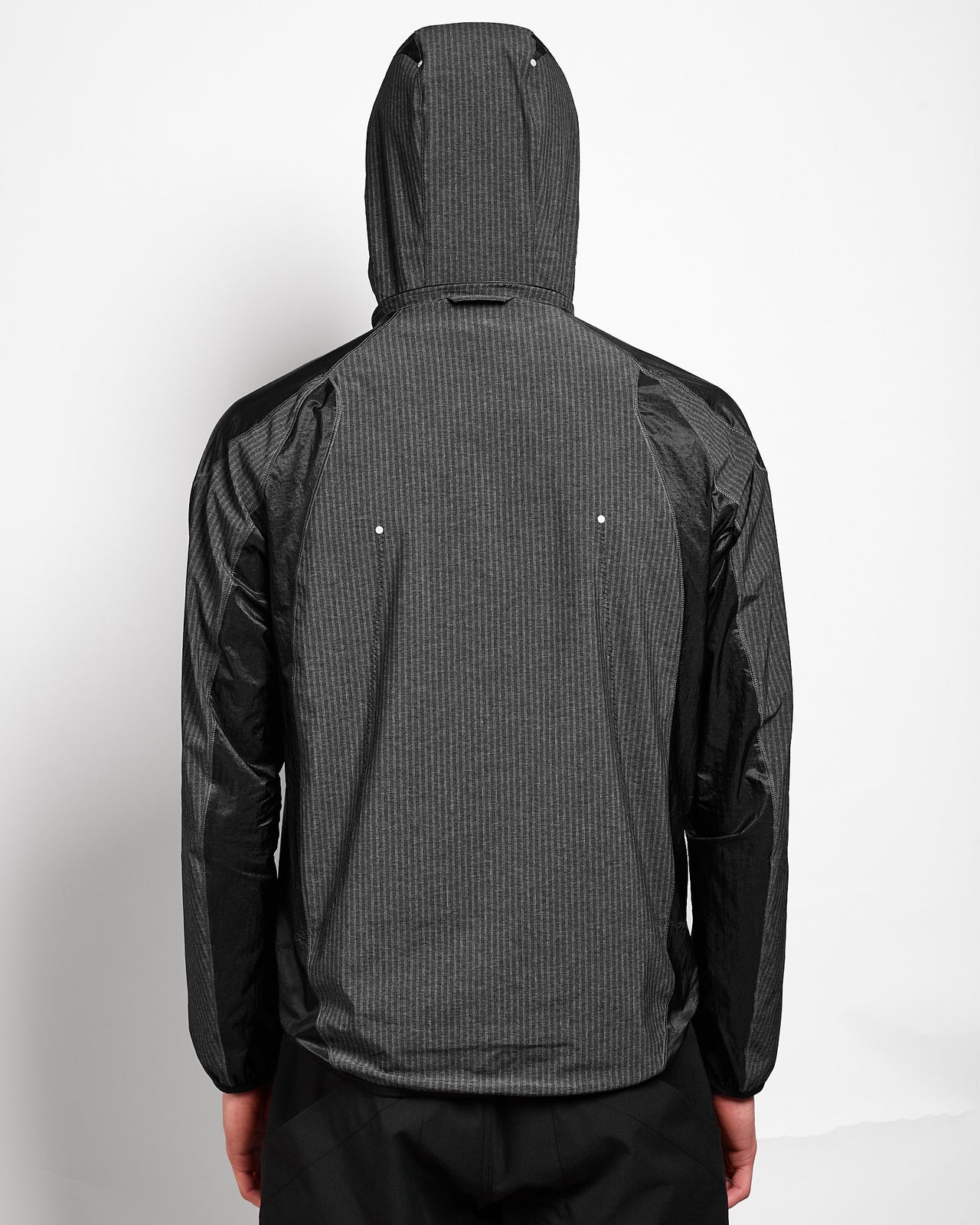 NUMB Pinstriped Hooded Wind Jacket in Black
