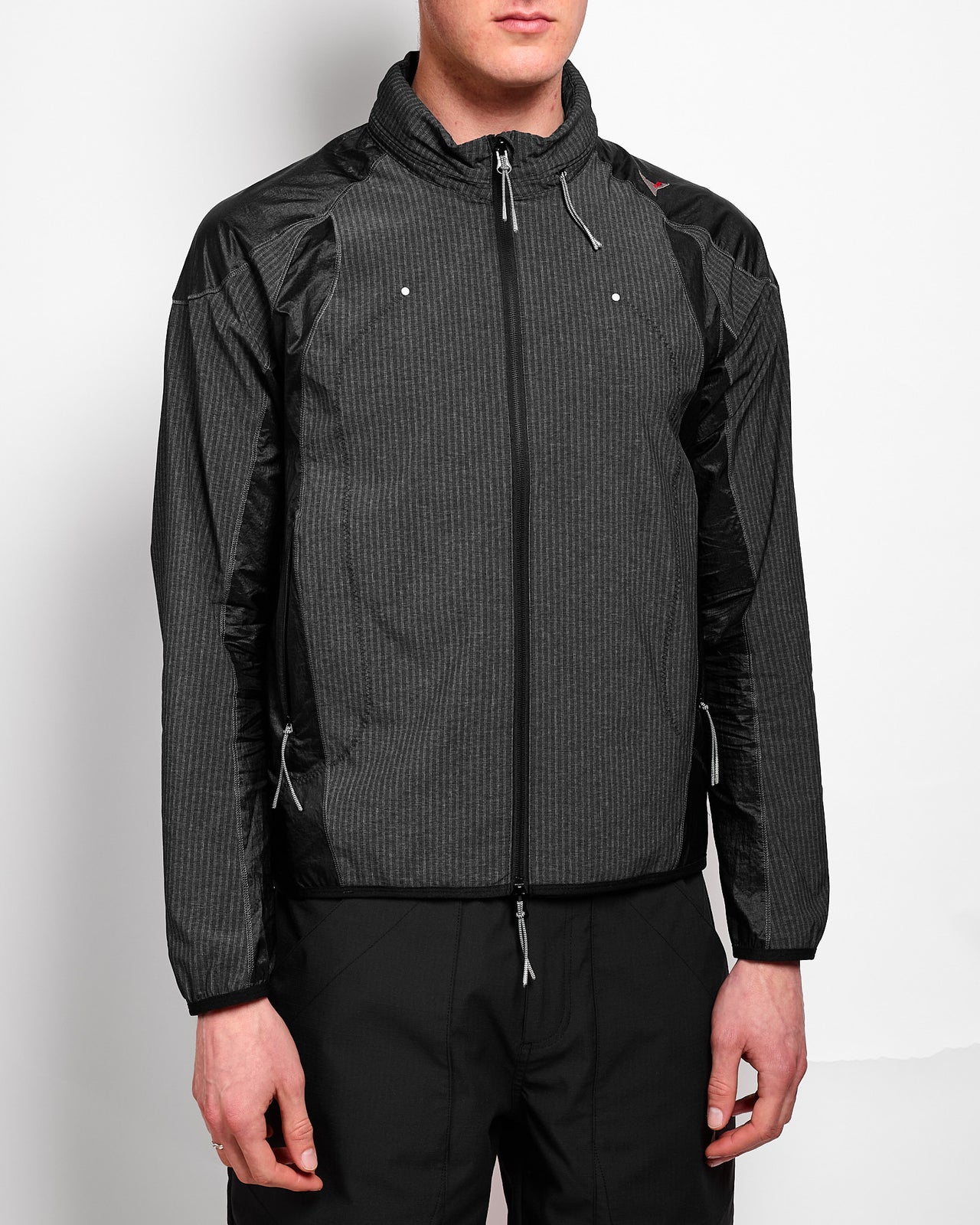 NUMB Pinstriped Hooded Wind Jacket in Black