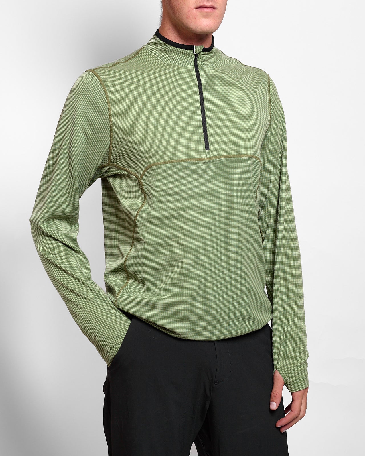 Live Wool Mix Half Zip in Green