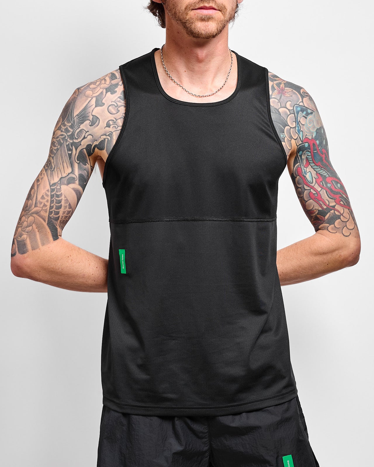 Panelled Training Singlet in Black