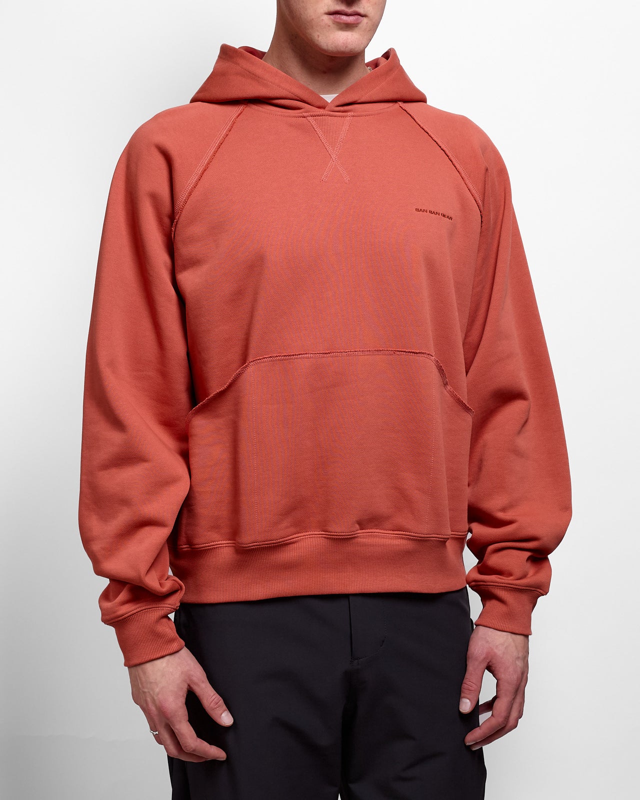 Square Pocket Hoodie in Brick Red