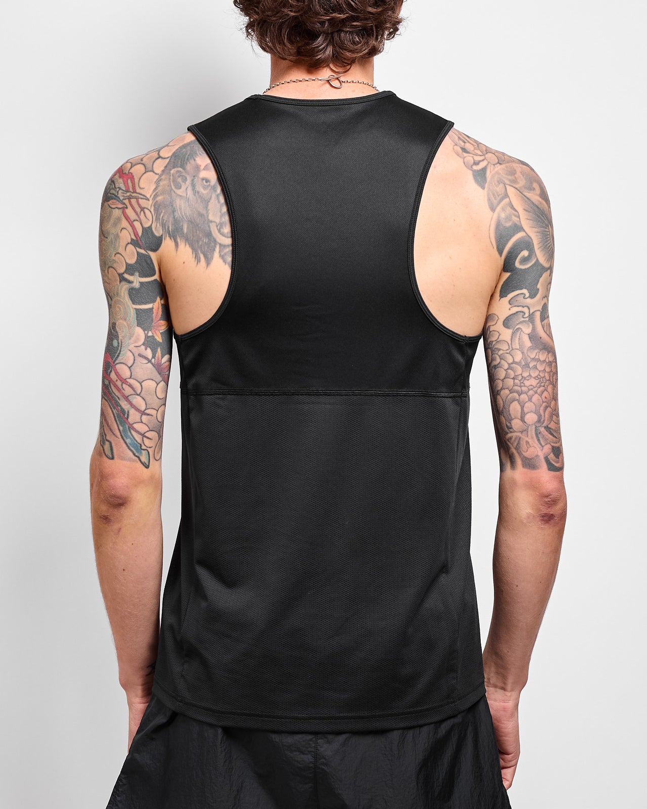 Panelled Training Singlet in Black