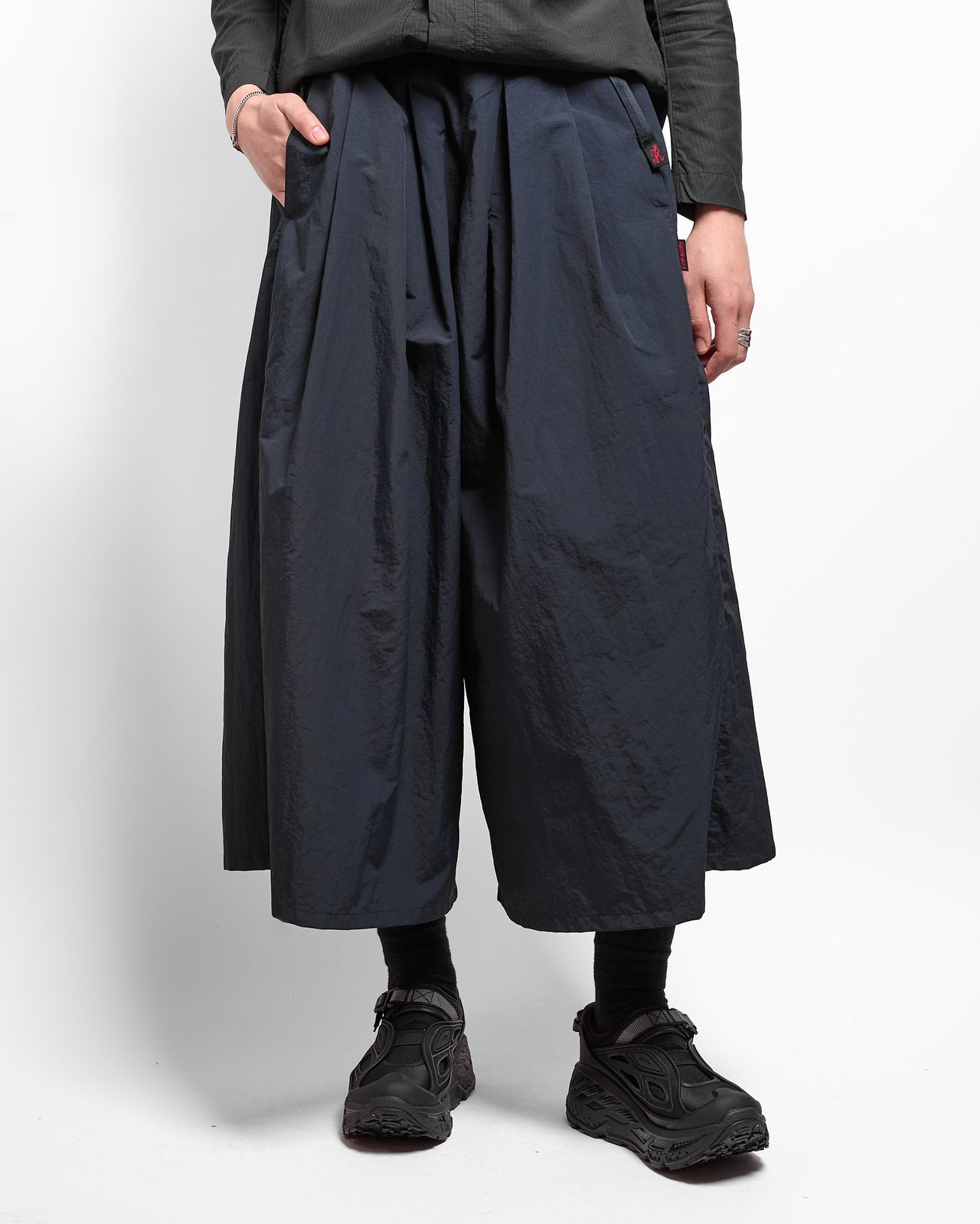 Woven Nylon Flare Pant in British Navy