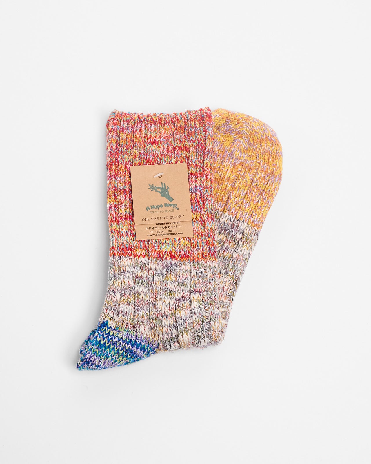 Melange Hemp Crew Sock in Red