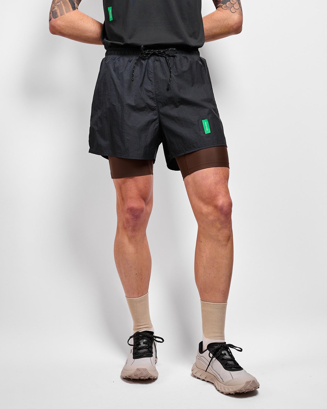 Ultralight Nylon Trail Shorts in Obsidian/Umber