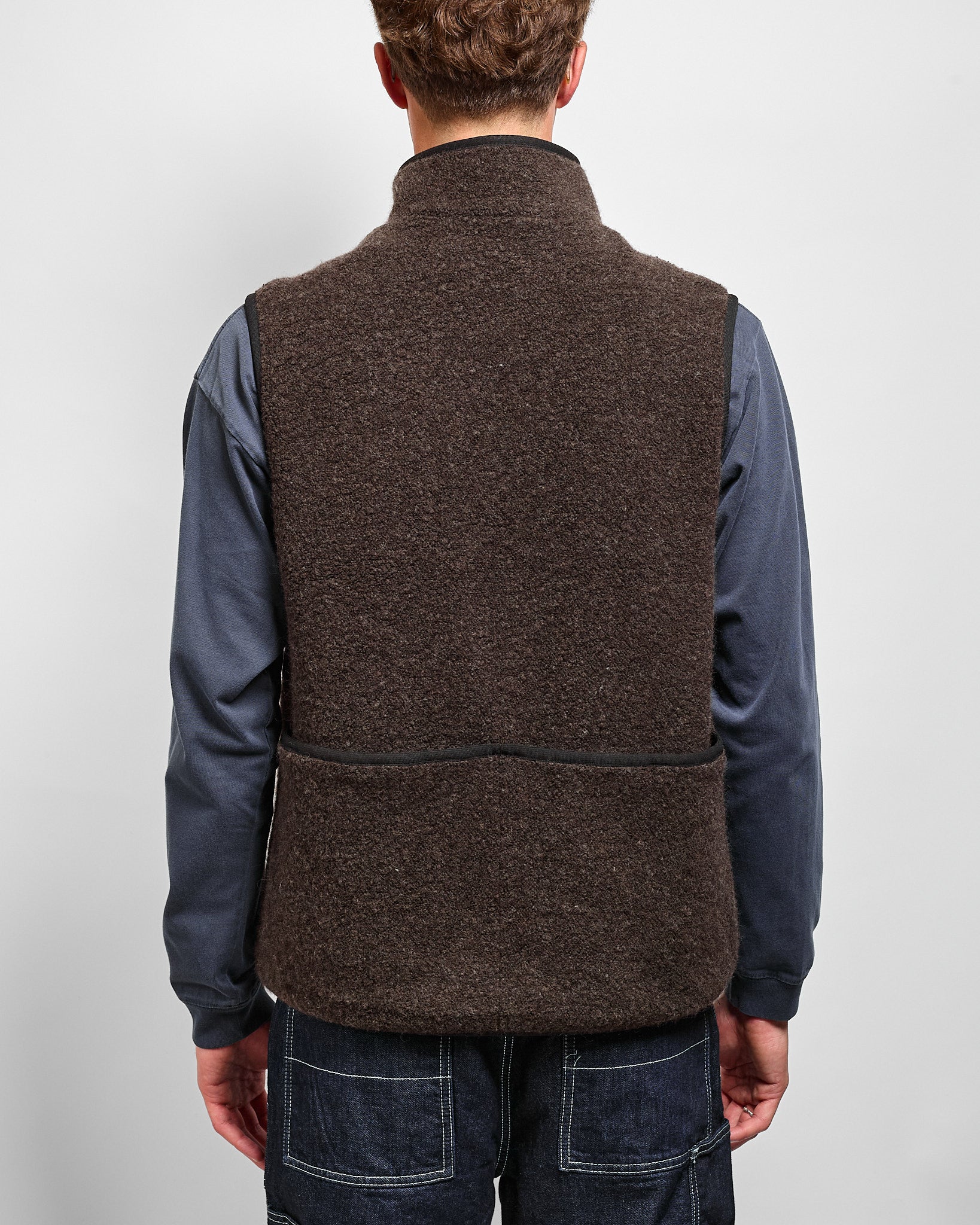 Recycled Wool Boa Vest in Dark Brown ~ Windthrow