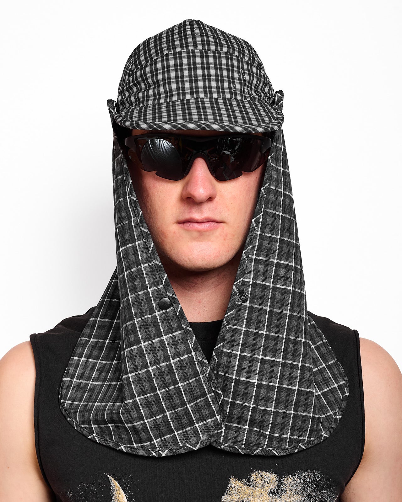 AAIR Floweave Printed Check Desert Cap in Anthracite