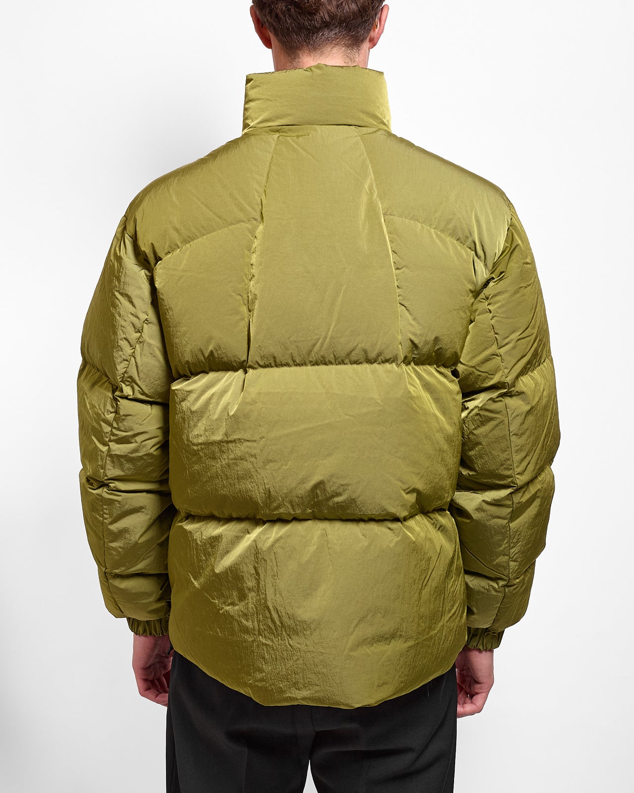 Dope Dyed Ripple Nylon Down Jacket in Uji Tea