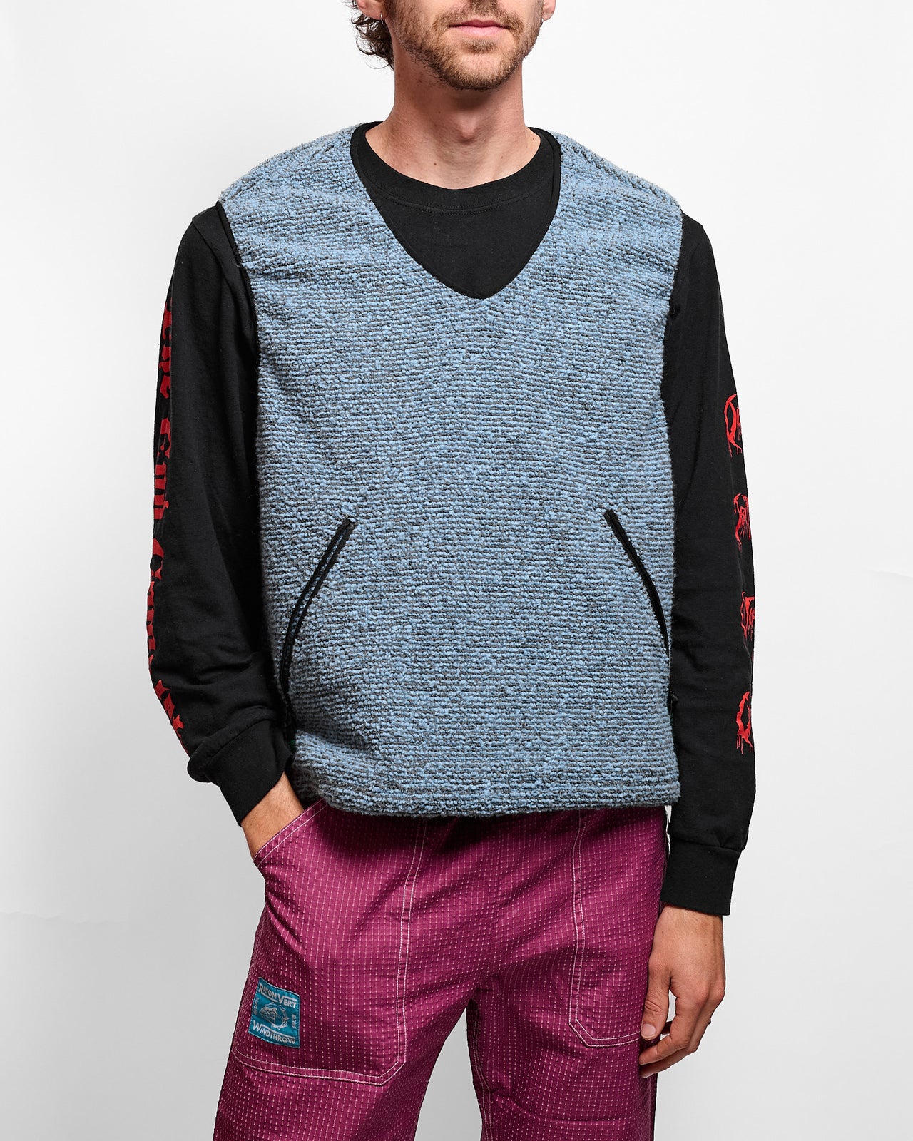 Samanto Pullover Fleece Vest in Windthrow Blue