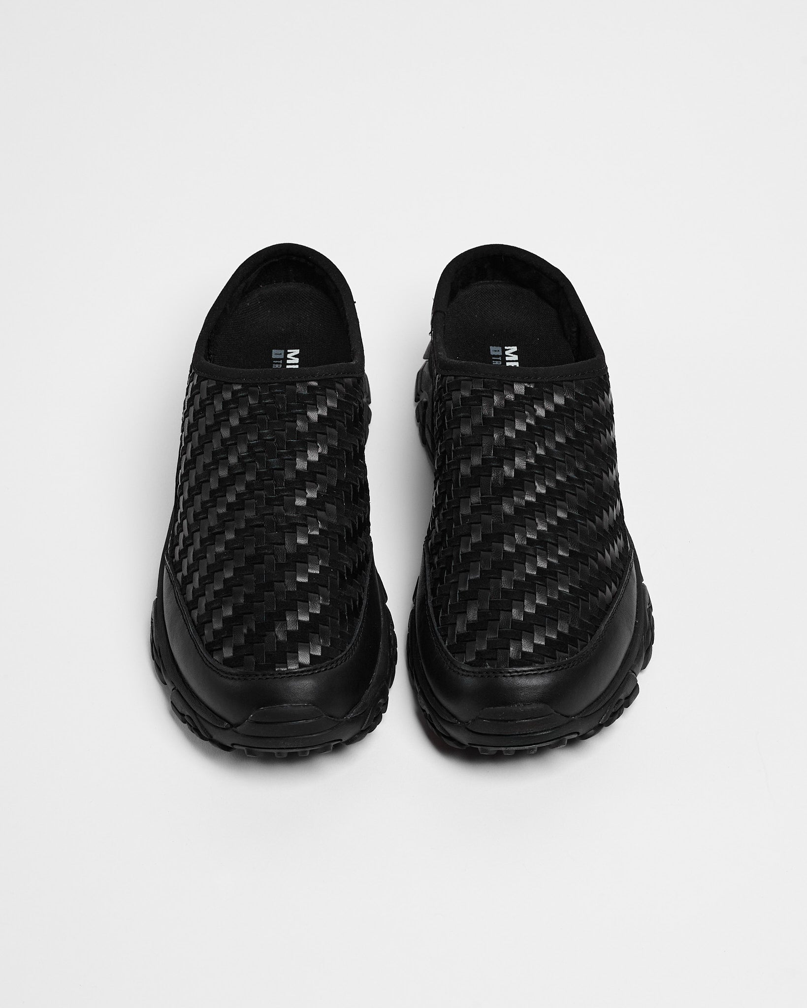 Moab 2 Slide Leather Woven 1TRL in Black ~ Windthrow