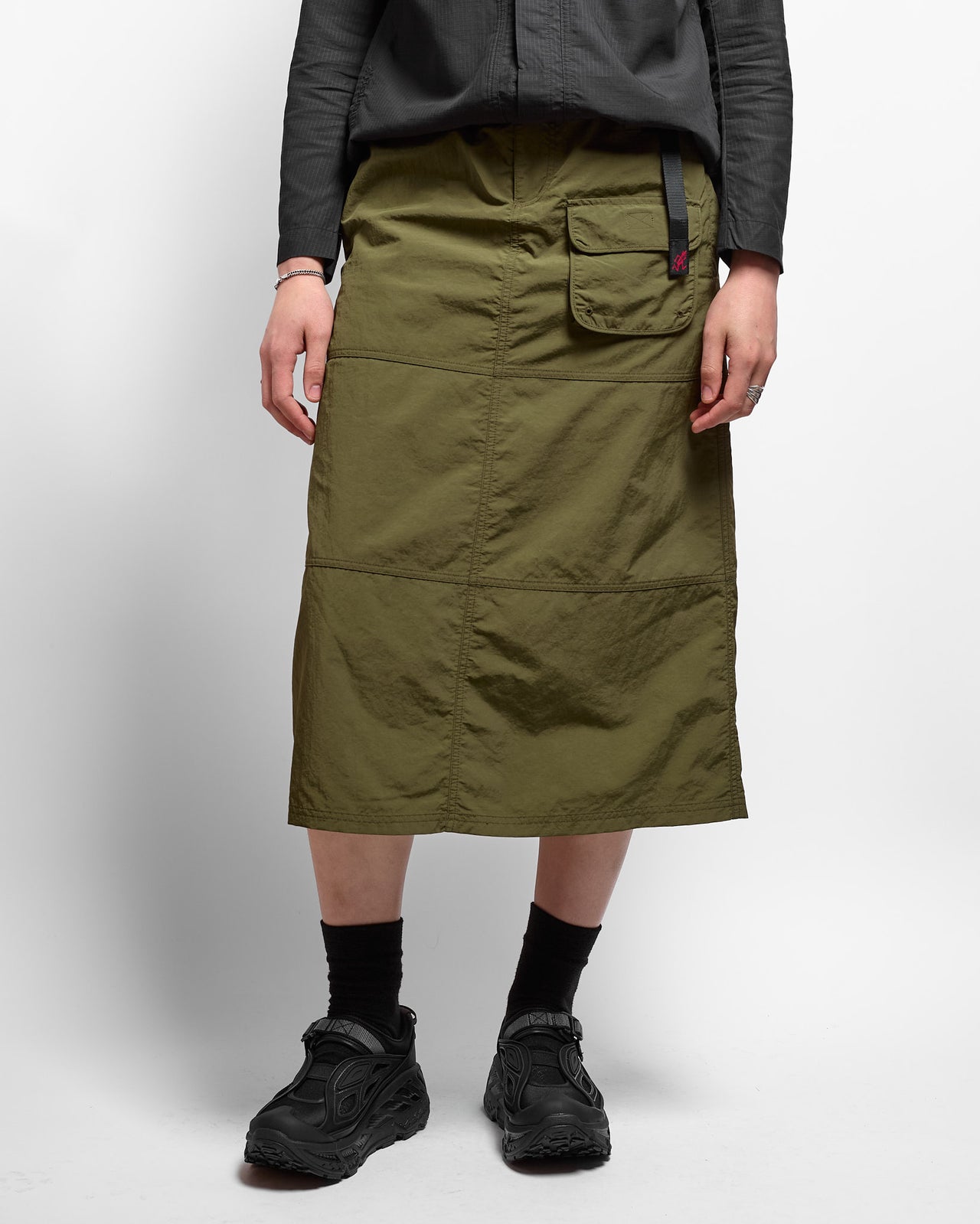 Nylon Utility Skirt in Olive