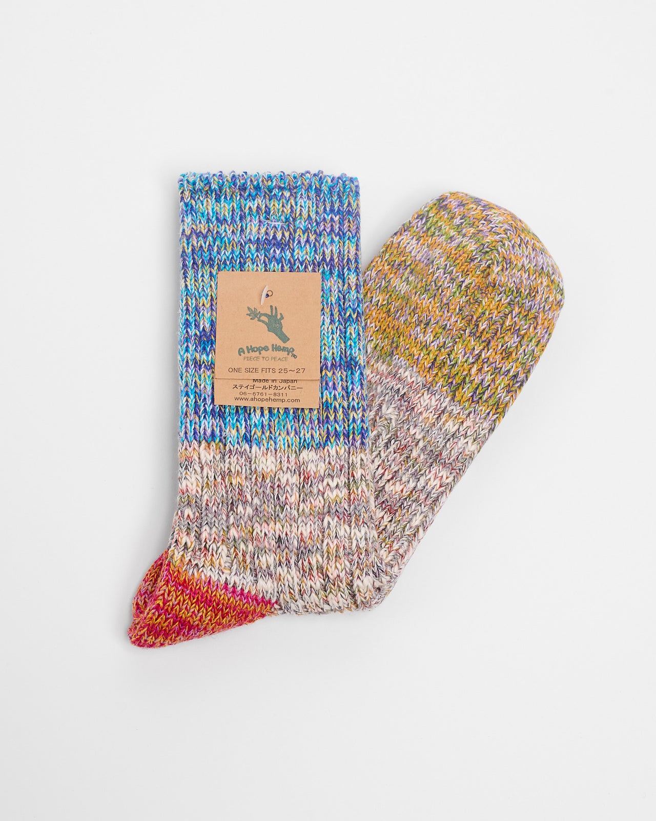 Melange Hemp Crew Sock in Blue