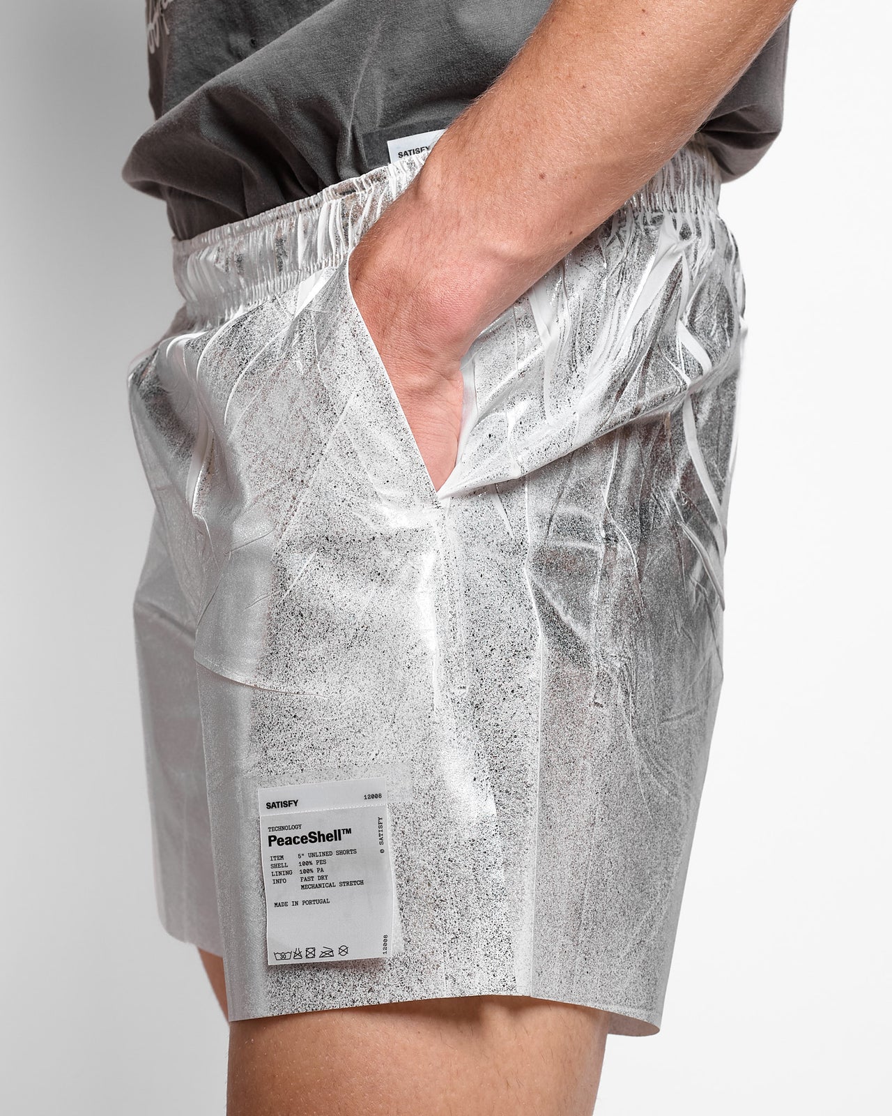 PeaceShell™ 5" Unlined Shorts in Silver Foil