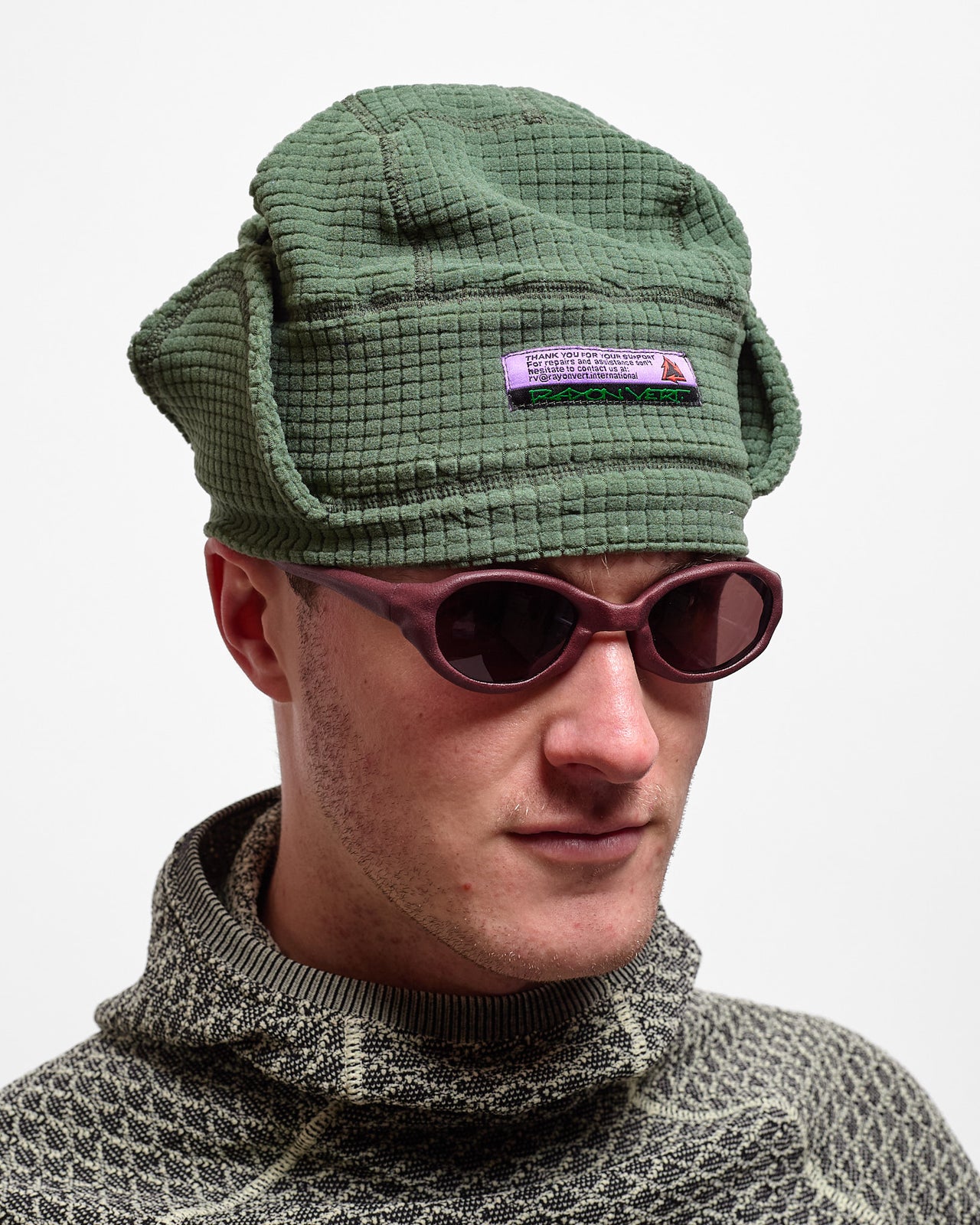 Lahmacun Grid Hat in Lichen Green