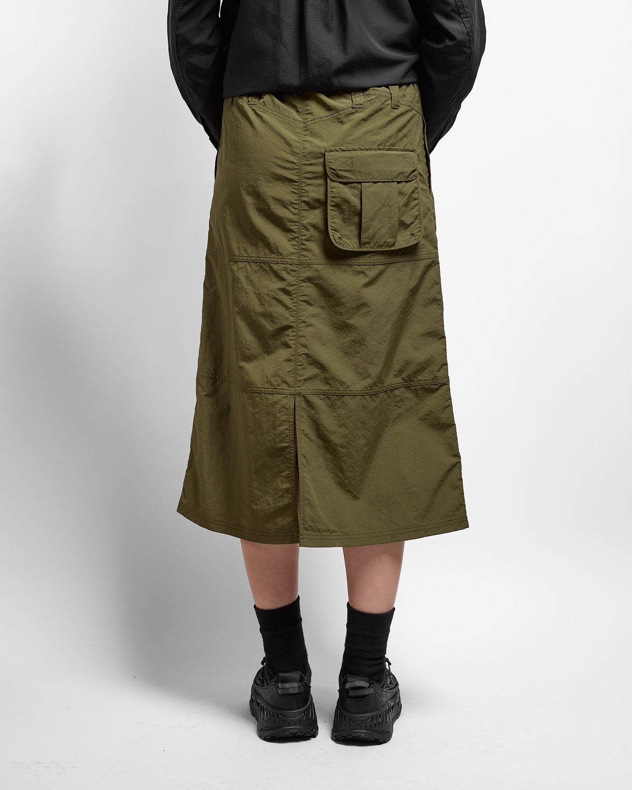 Nylon Utility Skirt in Olive