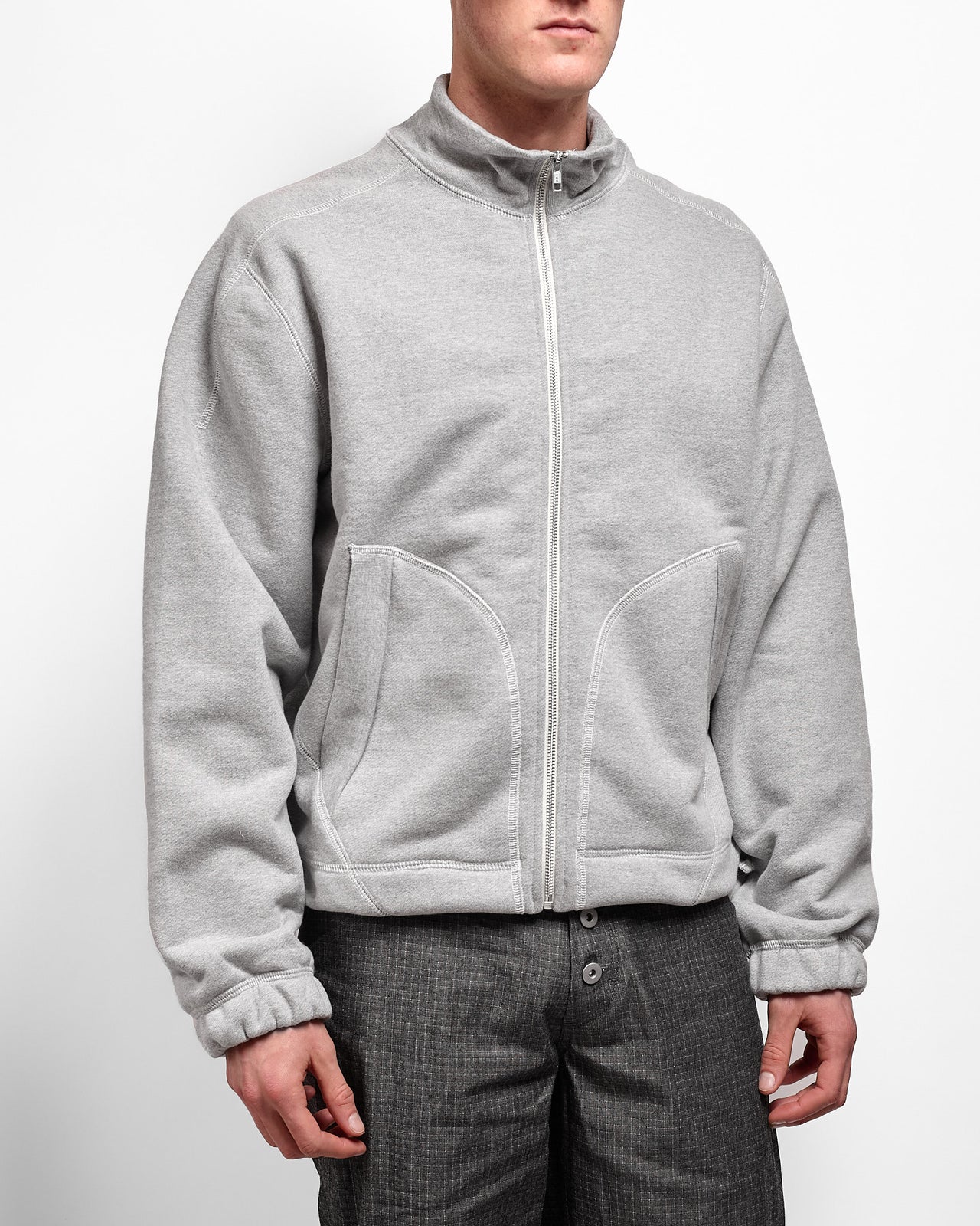 Knot Zip Sweater in Heather Grey