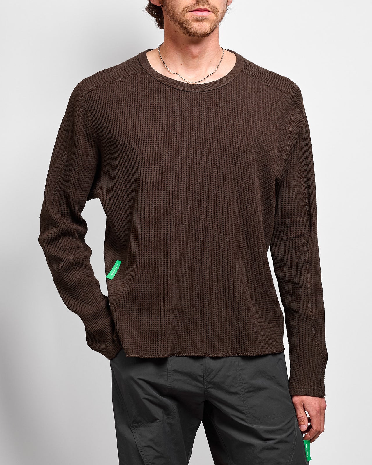 Long Sleeve Waffle Tee in Umber