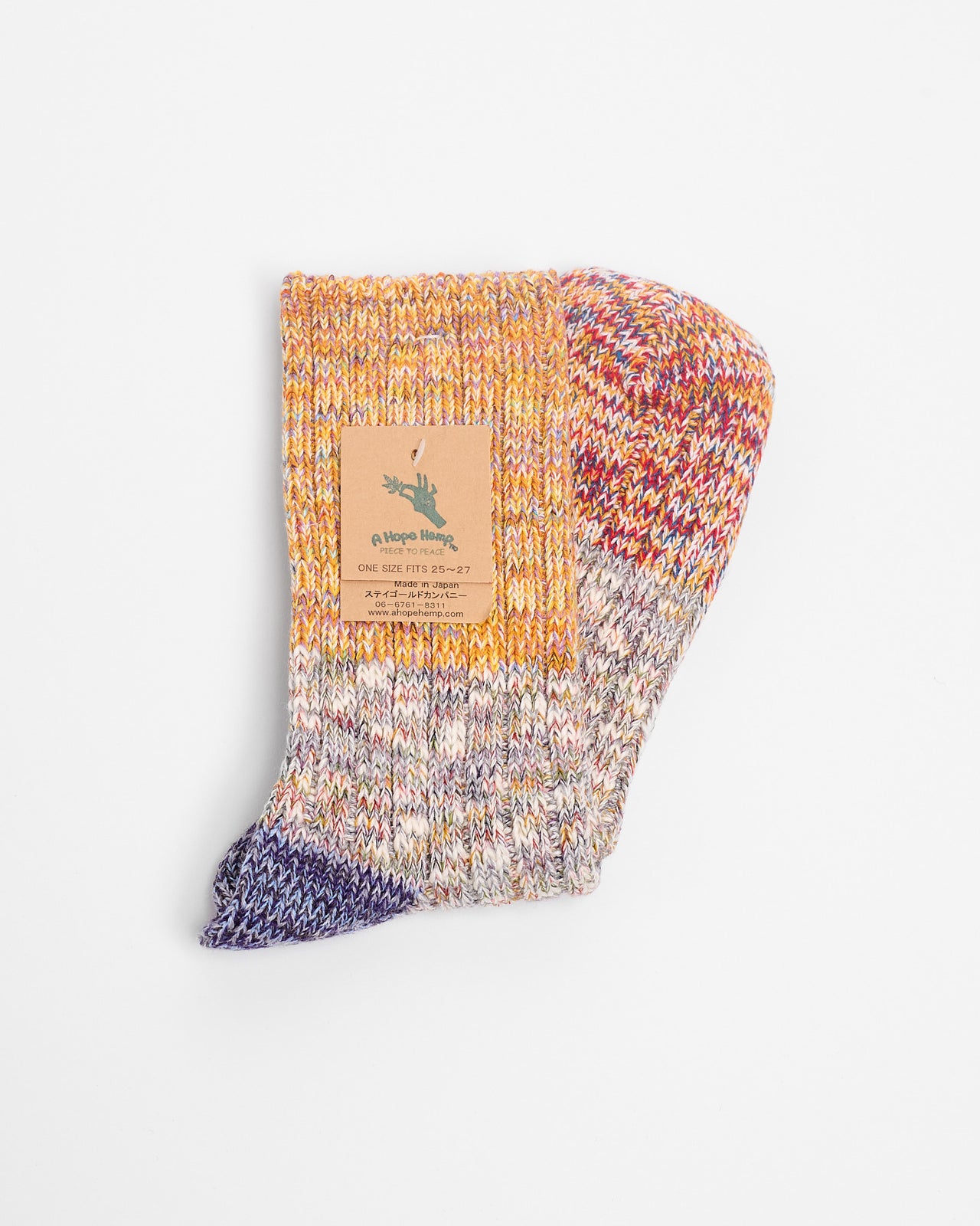 Melange Hemp Crew Sock in Yellow