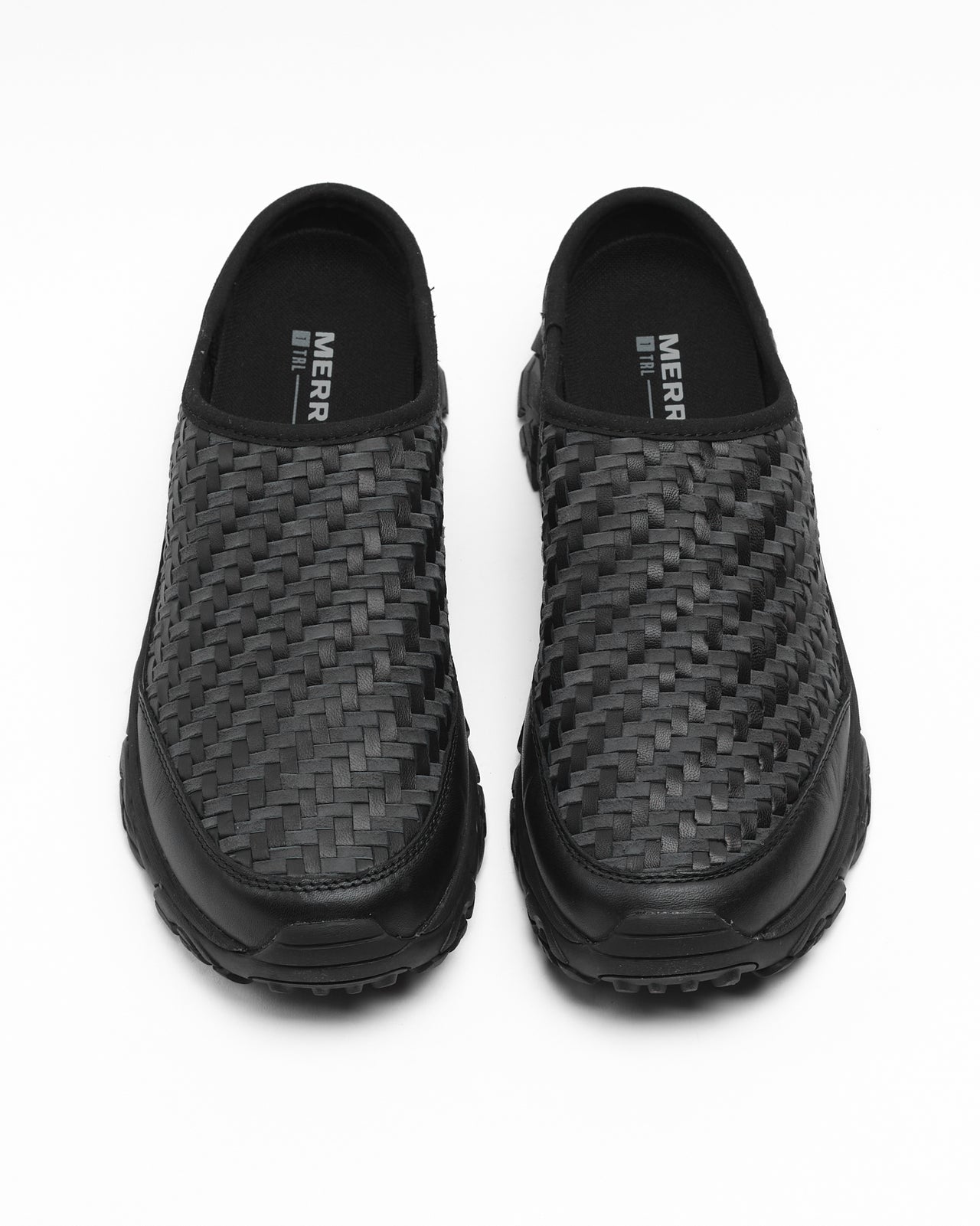 Moab 2 Slide Leather Woven 1TRL in Black/Beluga