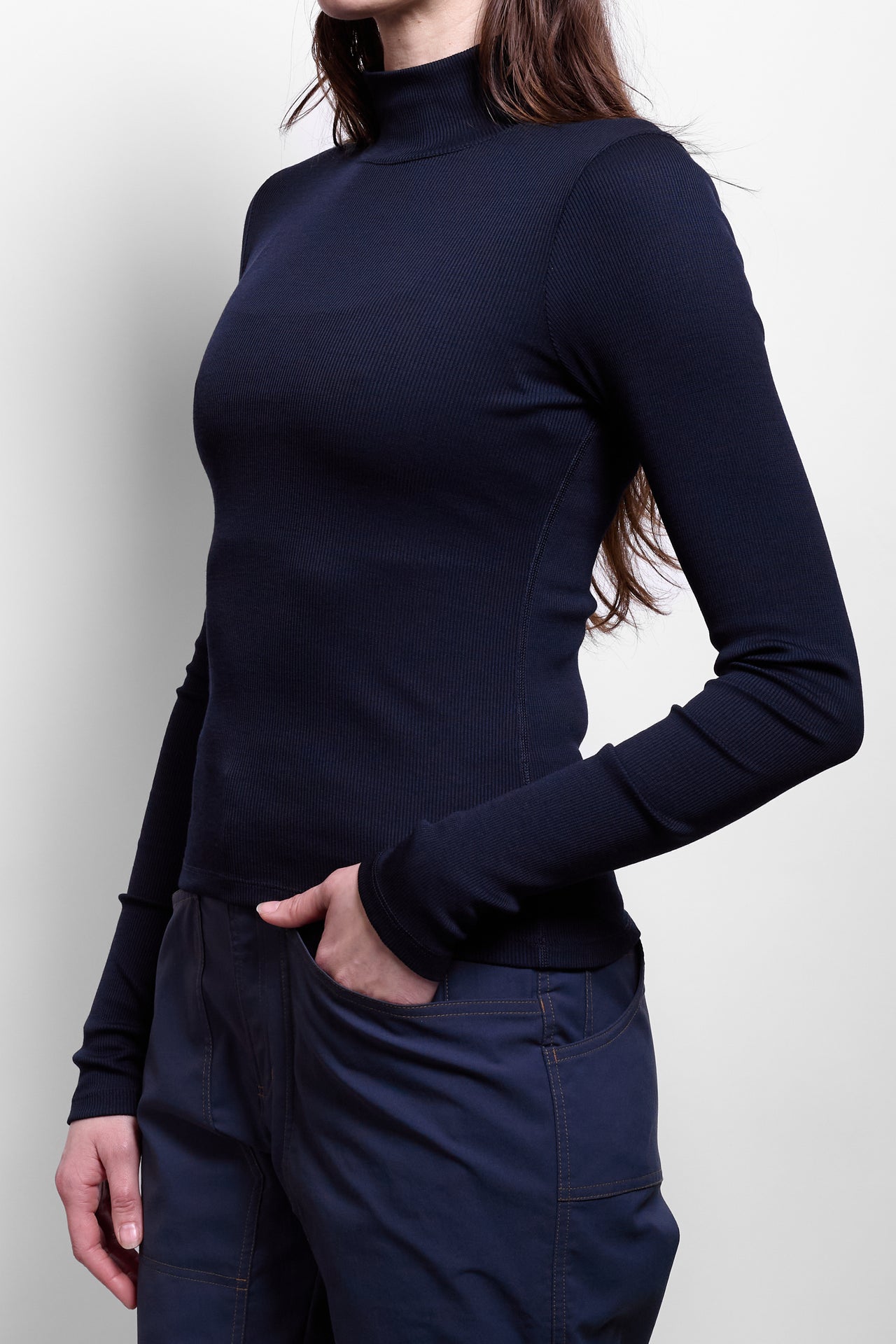 Ribbed Merino Turtleneck in Woad