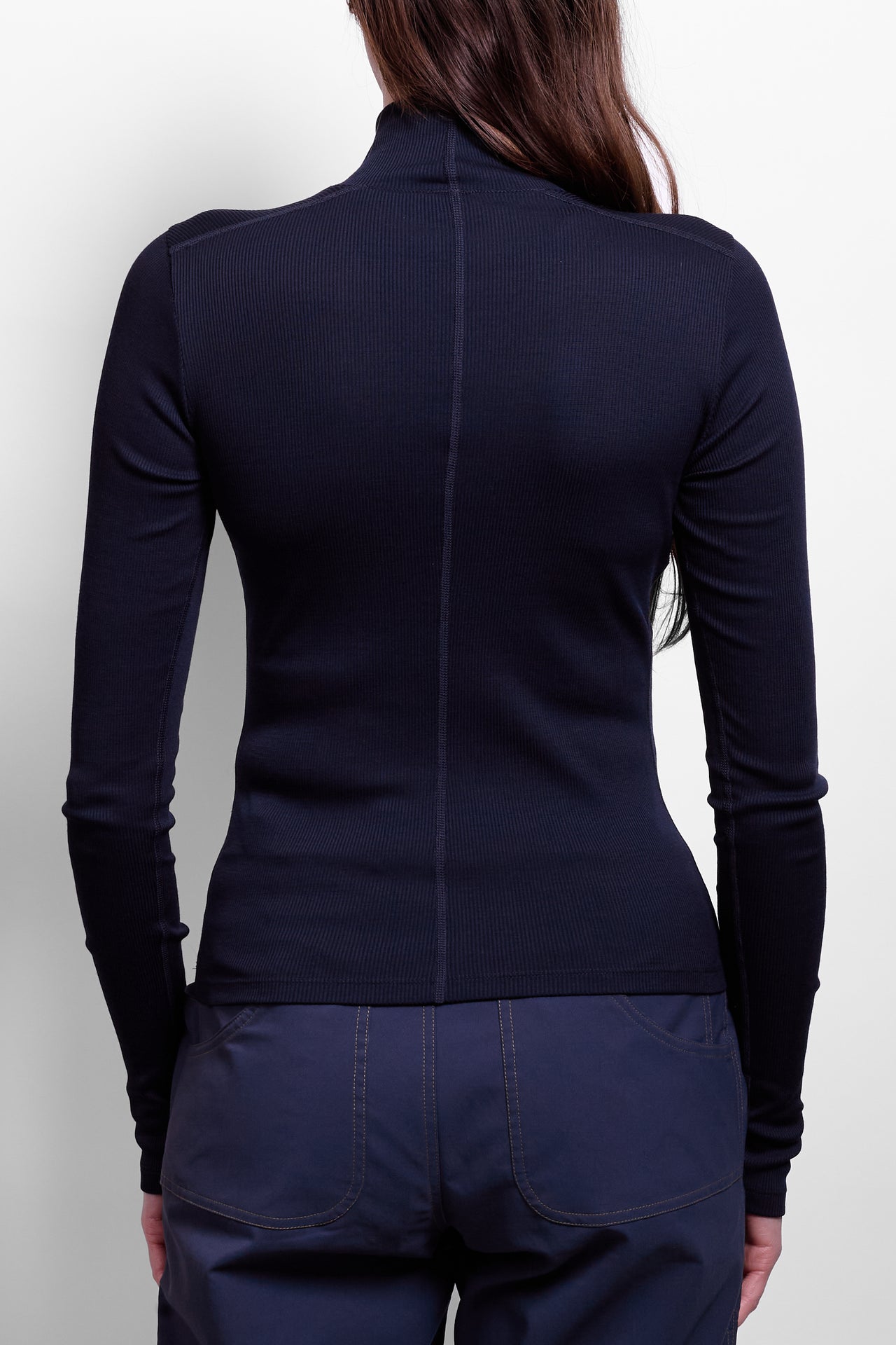 Ribbed Merino Turtleneck in Woad