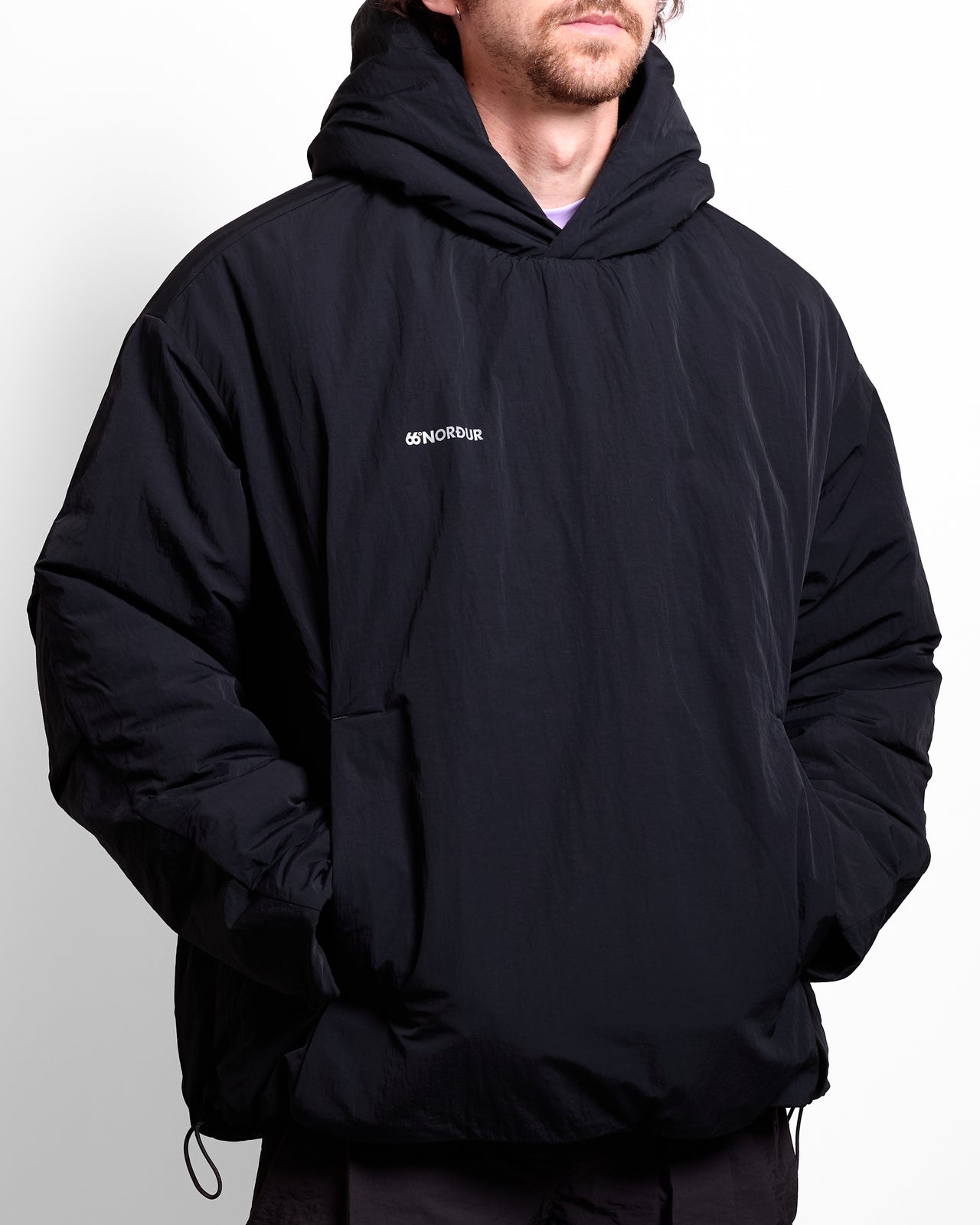 Vatnsmýri Puffer Hoodie in Black