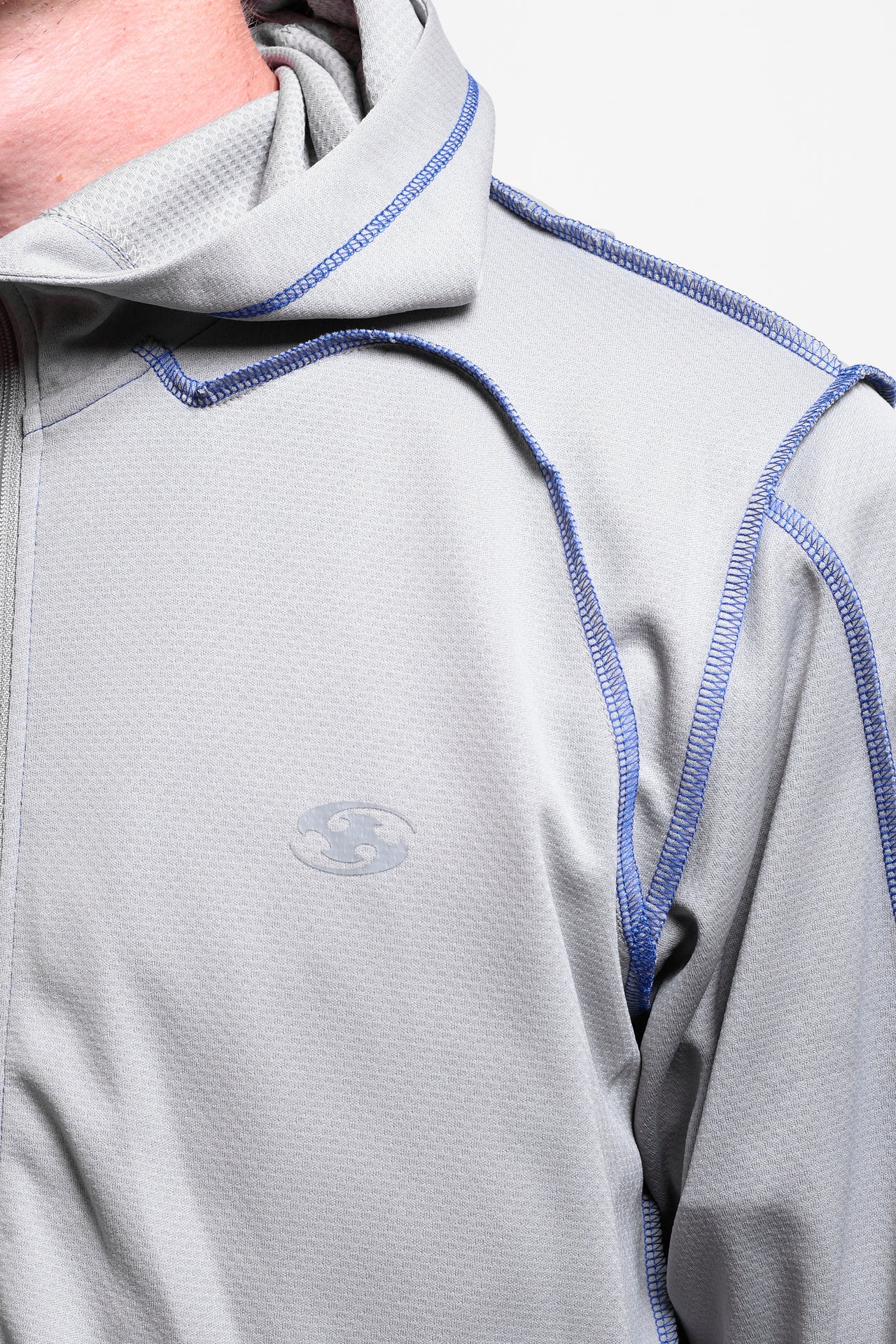 Overlock Mesh Zip Up in Grey
