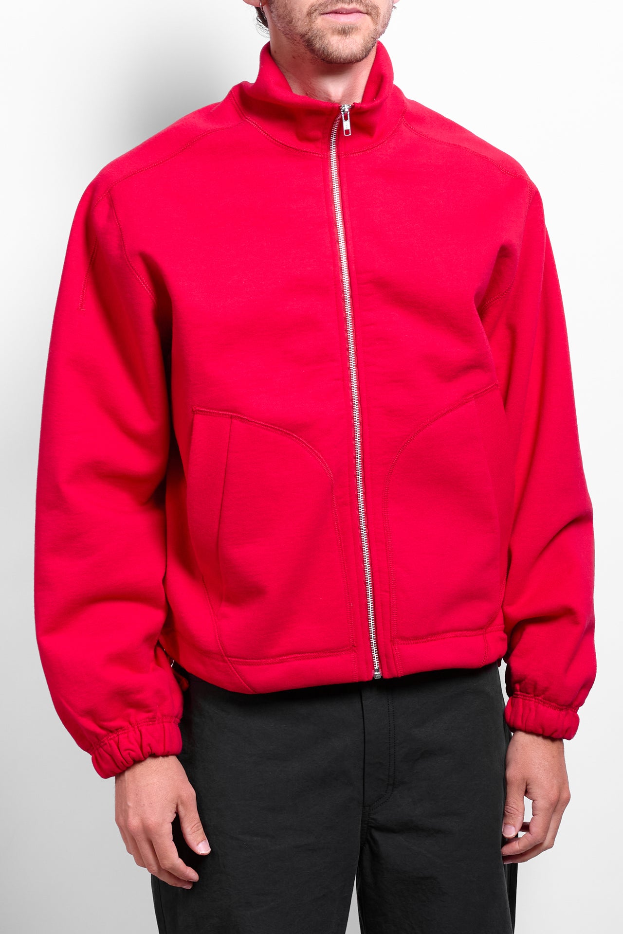 Knot Zipper Sweater in Rouge