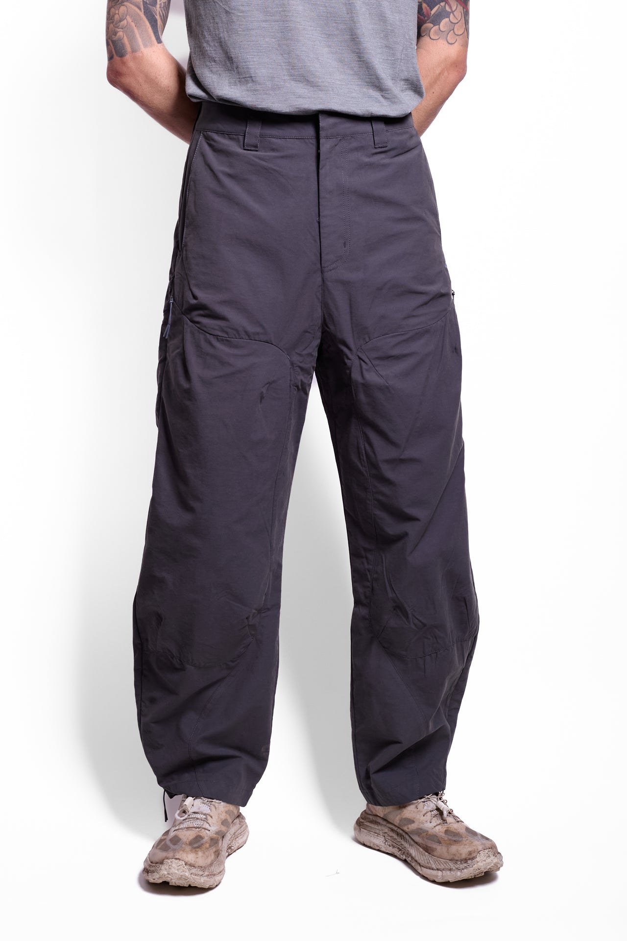 Double Knee Dart Pants in Steel Blue