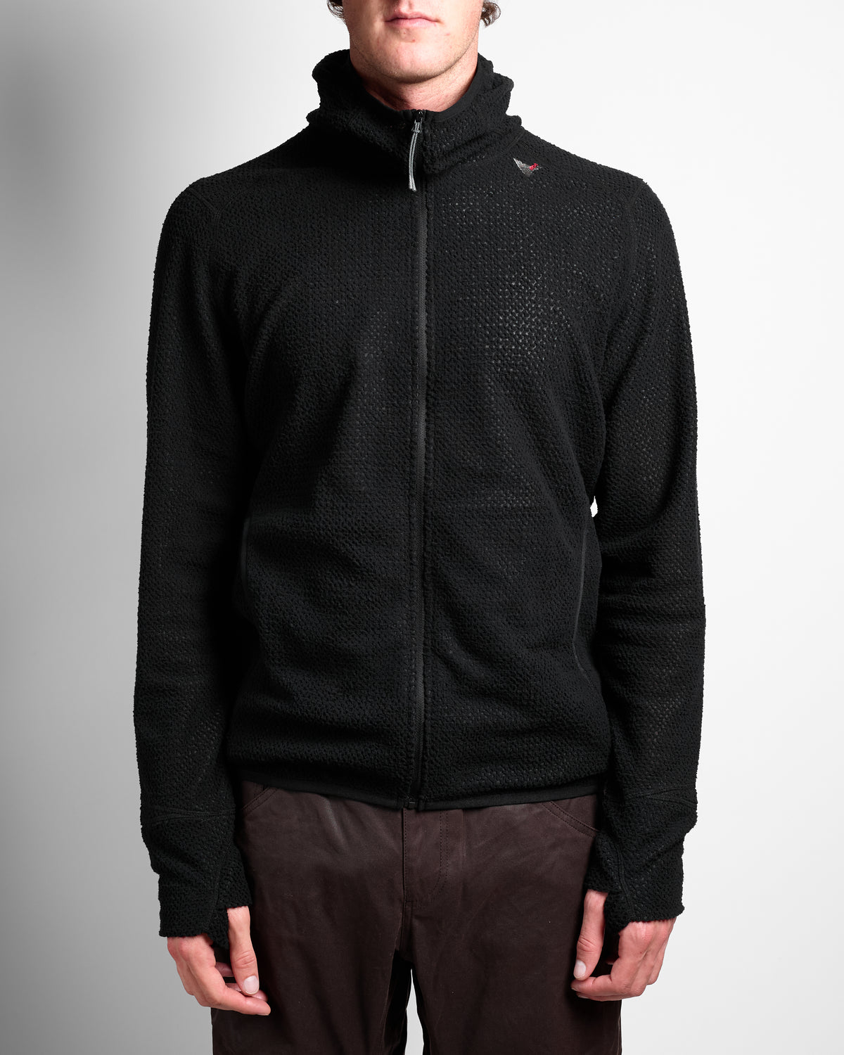 Awi Thermal Zip Up Hoodie in Black