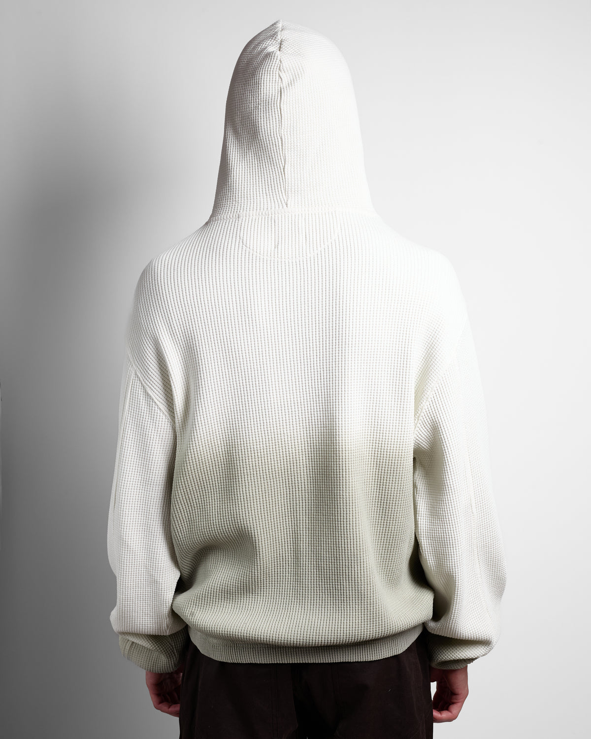 Bee Sun Faded Organic Waffle Zip Up Hoodie in Dirty White