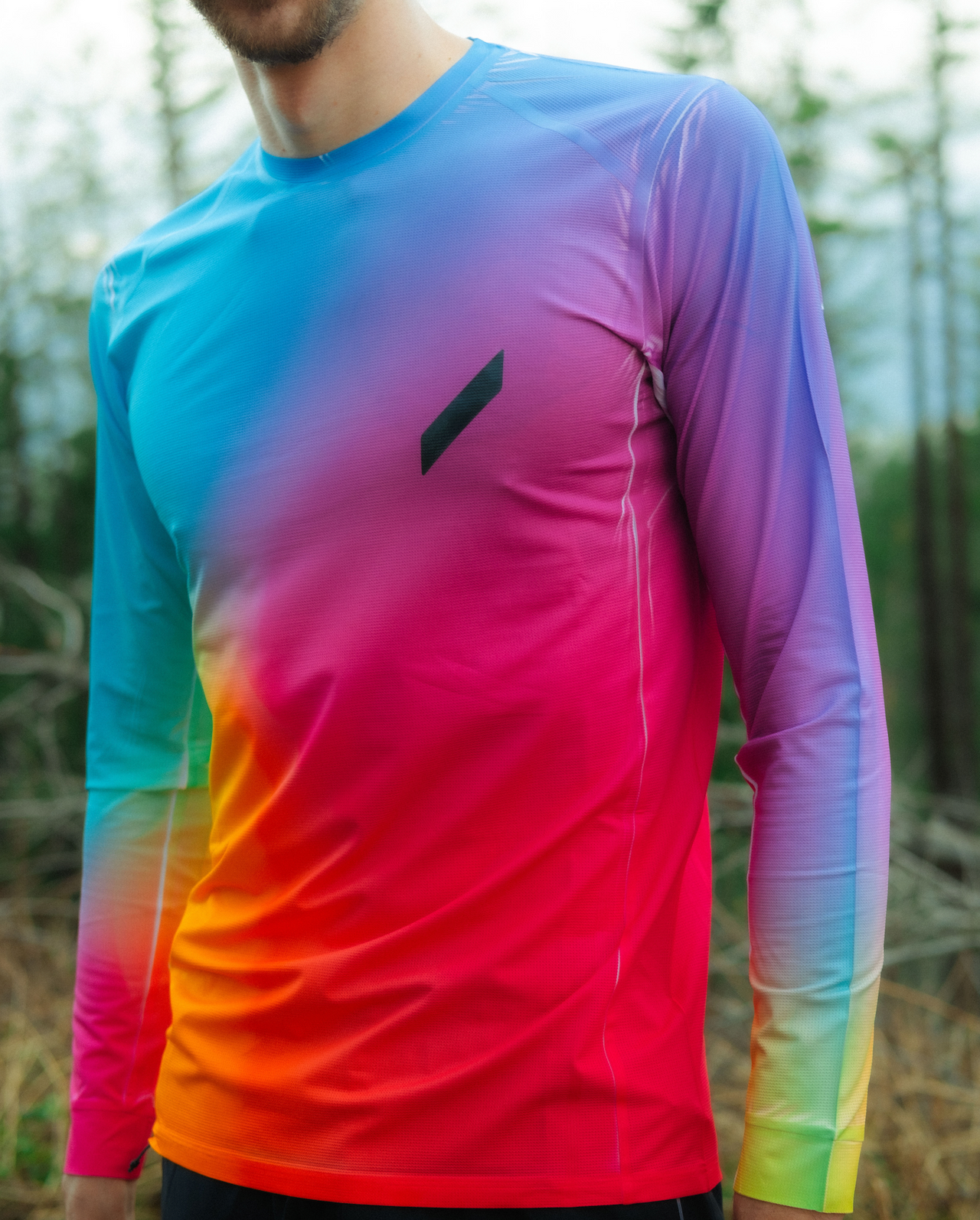 Long Sleeve Printed Tech T in Rainbow