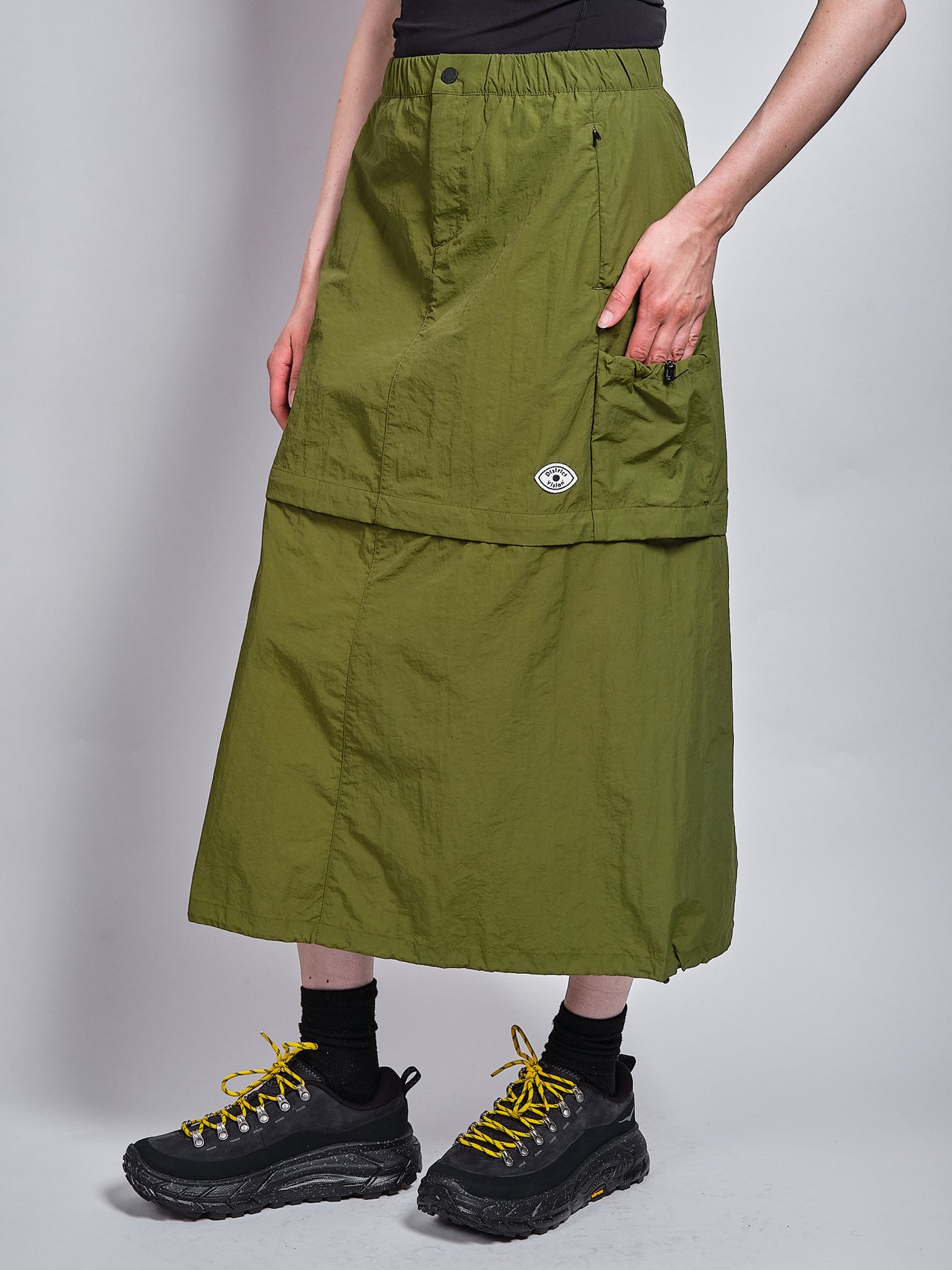 Single Layer Cargo Skirt in Lichen