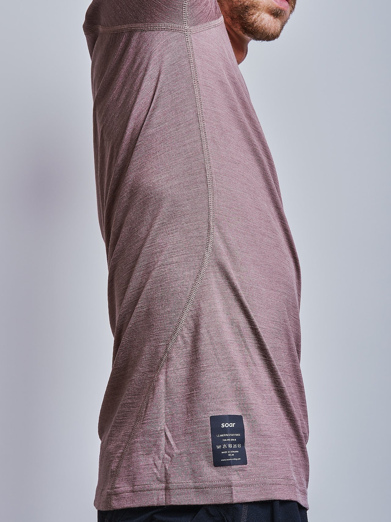 L/S Merino & Silk T-Shirt Base in Deep Taupe