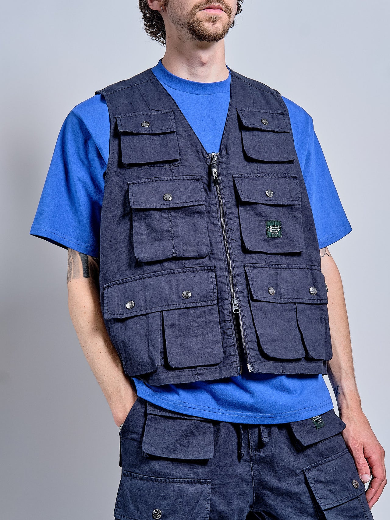 Hemp Pop Vest in Navy