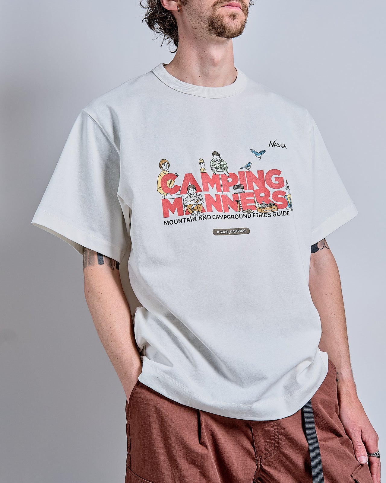 Eco Hybrid Camping Manners Shirt in White