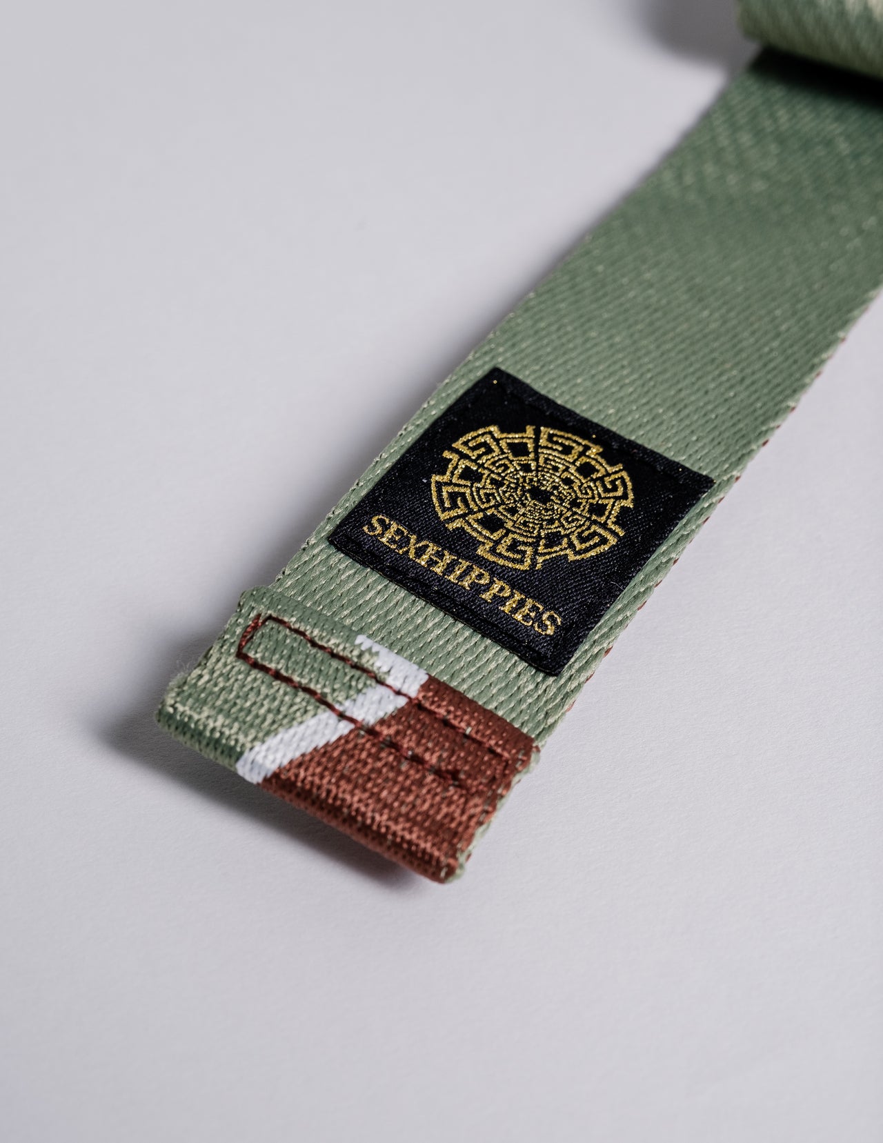 White Cap Belt in Army/Brown